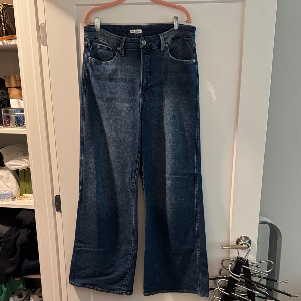 Good American wide leg high waisted jeans